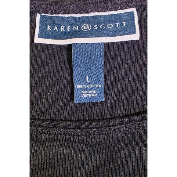 Karen‎ Scott Studded Tree T-Shirt Top Black L - Picture 4 of 5